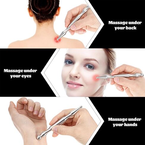 Acupuncture Pen and Stainless Steel Gua Sha Set, Manual Reflexology Metal Acupressure Pen Facial Eye Massager Lymphatic Drainage Tools for Face Neck Muscle in Kuwait