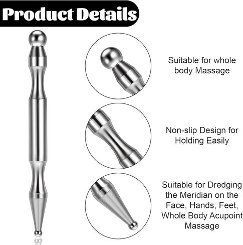 Acupuncture Pen and Stainless Steel Gua Sha Set, Manual Reflexology Metal Acupressure Pen Facial Eye Massager Lymphatic Drainage Tools for Face Neck Muscle in Kuwait
