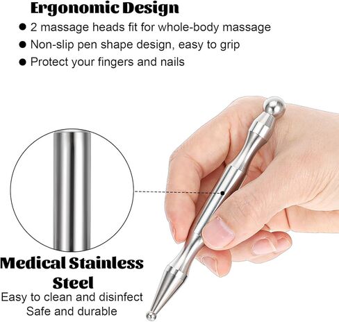Acupuncture Pen and Stainless Steel Gua Sha Set, Manual Reflexology Metal Acupressure Pen Facial Eye Massager Lymphatic Drainage Tools for Face Neck Muscle in Kuwait