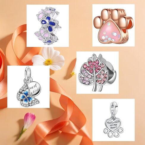 10 Pack Silver Bead Charms for Pandora Bracelets and Necklaces Charm for Woman Cubic Zirconias Dangle Pendant Jewelry Beads Set Heart Firefly Butterfly in Saudi Arabia
