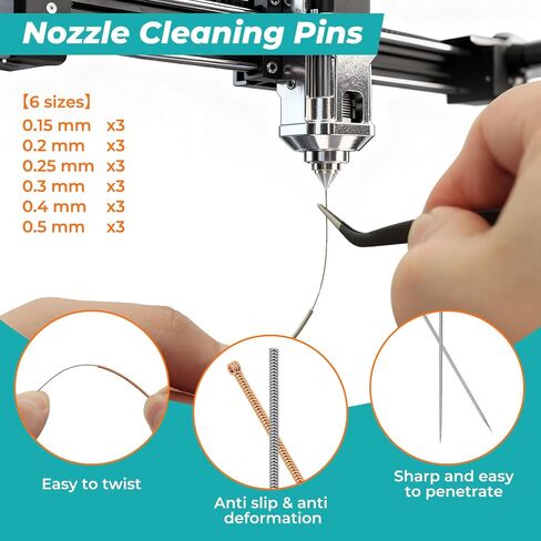 25PCS 3D Printer Nozzle Cleaning Kit with1.5Nm Nozzle Torque Wrench for 3D Printer Nozzle Changing,Includes 25 Cleaning Pins,Tweezers,Brushes for Optimal 3D Printing Performance in Kuwait