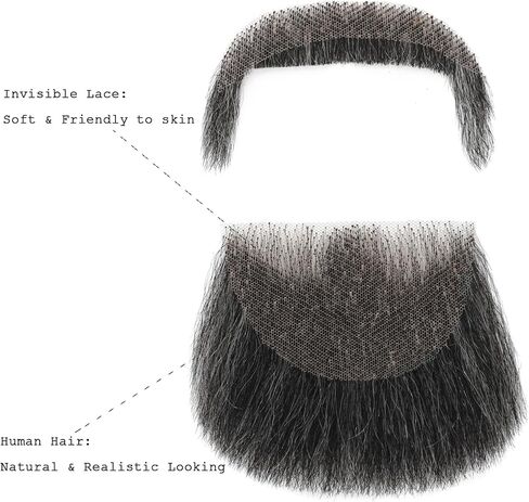 Soft Human Hair Beard Lace Base Hand Knotted Realistic Mustache for Adults Costume Party Funny Cosplay Fake Full Beard in Saudi Arabia