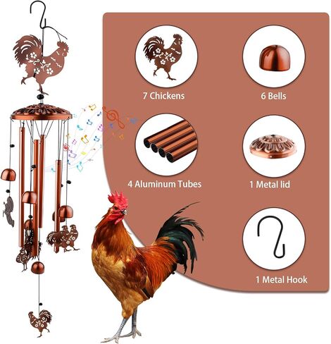 Chicken Toys for Coop, Chicken Wind Chime Enrichment Toys, Hanging Chick Peck Toy with Colorful Bells, Chicken Musical Coop Accessories, Coop Toys for Hens Chicks Poultry Birds Parrots in Kuwait