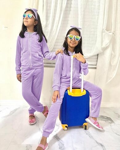 Stelle Girls Velour Tracksuits 2 Piece Sweatsuit Outfit Zip Up Hoodie and Jogger Sweatpants Athletic Clothing Sets in Kuwait