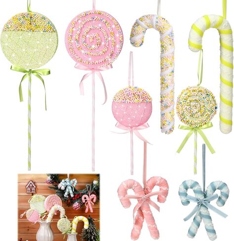 8 Pcs Assorted 16'' Giant Lollipop Decorations 4 Mixed Sizes Large Lollipop Christmas Decorations Red and White Candy Cane Ornaments for Christmas Tree Home Decoration in Kuwait