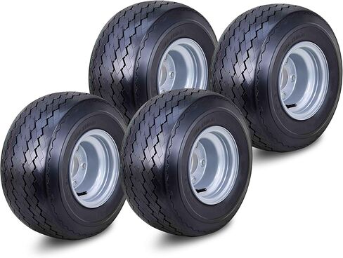 ROADGUIDER Golf Cart Tire Wheel Assembly 18X8.5-8 4-Ply with 5 Lugs on 4.5" PCD Silver Rim Set 4 in Kuwait