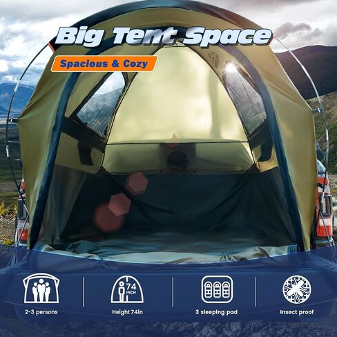 Truck Bed Tent, Waterproof PU3000mm Pickup Truck Tent for Camping 5.5-6 Ft Bed, 2-3 Person Sleeping Truck Tent, Portable for Car Camping in Kuwait