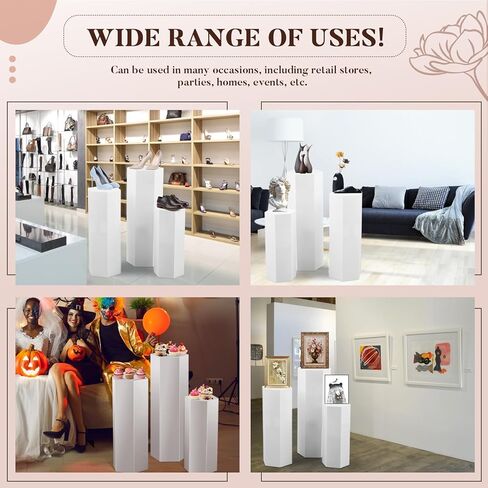 3 PCS Matte Matte Black Residents for Display ، Senxagonal Residents Stands Cylinder Cake Senter Pailar for Wedding Party Sculpture Collection Decor in Kuwait