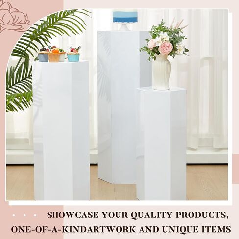 3 PCS Matte Matte Black Residents for Display ، Senxagonal Residents Stands Cylinder Cake Senter Pailar for Wedding Party Sculpture Collection Decor in Kuwait