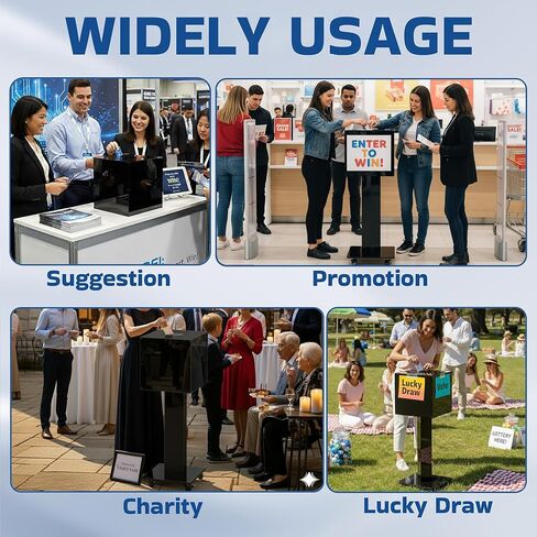 Acrylic Suggestion Box with Lock and Key for Office, Home, Event Donation Box with Stand for Charity Church Collection Offering/Raffle Box Ballot Box with Sign Holder Display Stand, Locking Casters in Kuwait