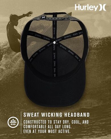 Hurley Men's Caps - Fairway Trucker Mesh Panel Baseball Cap Trucker Hat - Snap Back Hats for Men, Size One Size, Wheat in Saudi Arabia
