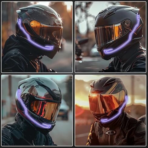 Motorcycle Helmet Light Bar, Cold Light Motorcycle Helmet Waterproof LED Sticker Kit Light Strip for Motorcycle Helmet DIY Night Signal Light(Purple) in Kuwait