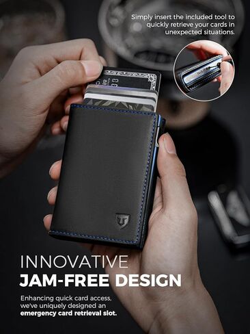 LORZOR Wallet for Men with Metal Card Holder, Pop Up Wallet, Finest Full Grain Leather Trifold Wallet, Smart, Minimalist, RFID Blocking, Front Pocket, ID Window, VintageBrown/Silver in Kuwait