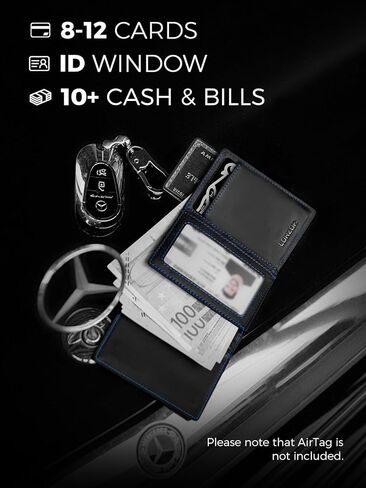 LORZOR Wallet for Men with Metal Card Holder, Pop Up Wallet, Finest Full Grain Leather Trifold Wallet, Smart, Minimalist, RFID Blocking, Front Pocket, ID Window, VintageBrown/Silver in Kuwait