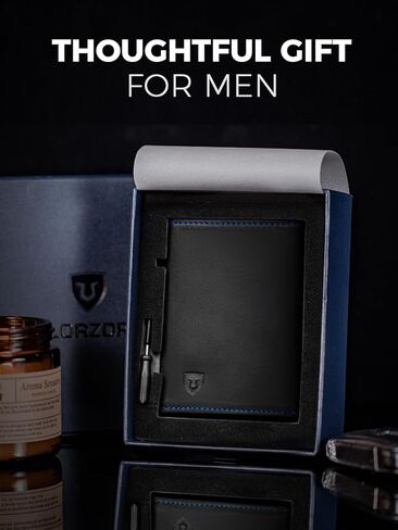 LORZOR Wallet for Men with Metal Card Holder, Pop Up Wallet, Finest Full Grain Leather Trifold Wallet, Smart, Minimalist, RFID Blocking, Front Pocket, ID Window, VintageBrown/Silver in Kuwait