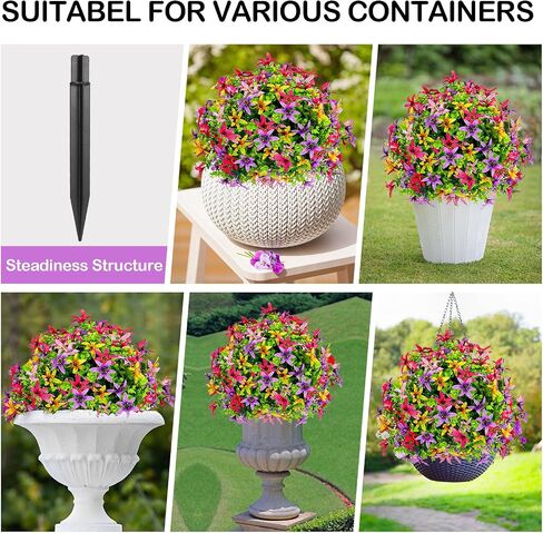 Artificial Eucalyptus Topiary Ball Trees with Flowers for Outdoor with Ground Spike 24", UV Resistant Faux Shrubs, Morning Glory Fake Plants for Indoor & Garden, Yard, Porch, Patio Decor in Saudi Arabia