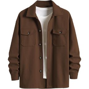 ZAFUL Men's Color Block Single Breasted Corduroy Coat Turn Down Collar Long Sleeve Jacket (4-Light Coffee, XL) in Kuwait