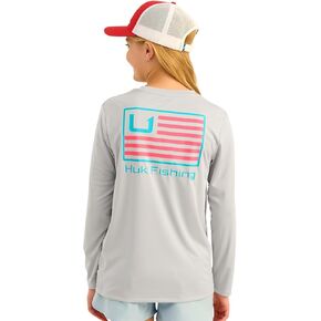 HUK Unisex Kid's Pursuit Pattern Long Sleeve, Fishing Shirt, Mossy Oak-Fog Green in Kuwait