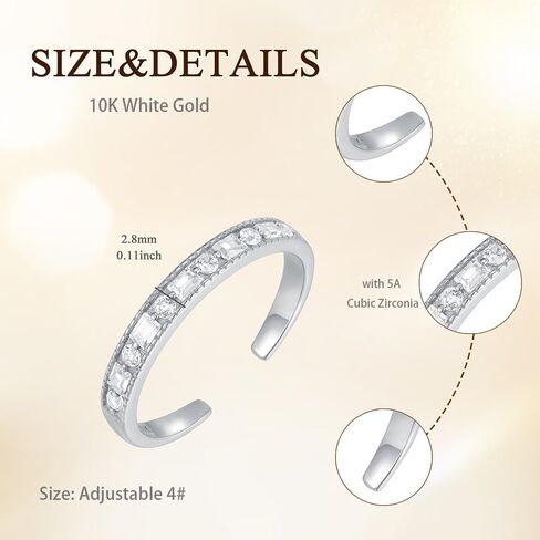 10K Yellow Gold Adjustable Toe Ring for Women, 10kt Real Gold CZ Open Toe Band Rings Summer Beach Foot Fine Jewelry Birthday Christmas Gifts for Nana Mom Wife, Adjustable Size 4 in Kuwait