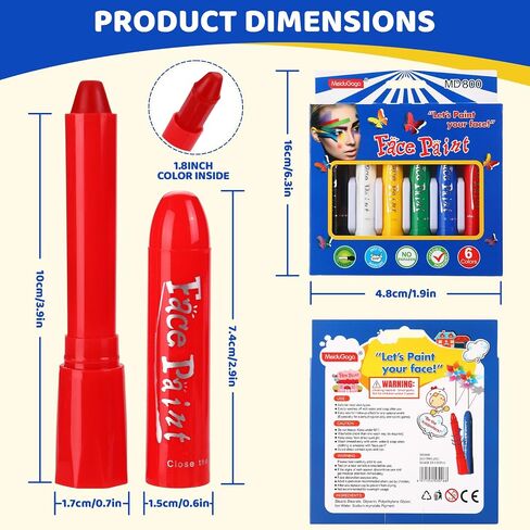 Neon Face Paint Sticks Glow Face Body Paint Safety Face Paint Crayons Easy to Clean for Makeup Parties Sport Events Birthday Festivals Cosplay (Glow in the Dark) in Saudi Arabia