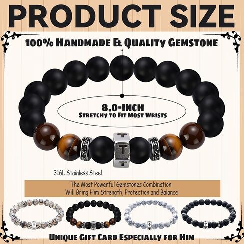 12 Sets Father's Day Gift Bulk Cross Beads Bracelet for Men Dad Husband Son Brother Boyfriend WWJD Jesus Crucifix String Bracelet Christian Religious Gift for Baptism Communion Birthday in Kuwait