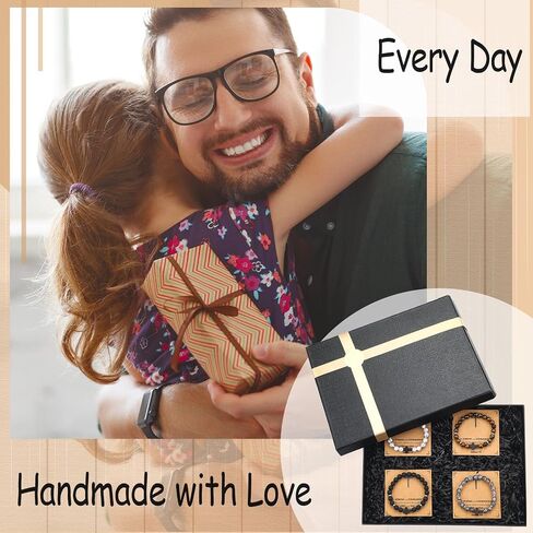 12 Sets Father's Day Gift Bulk Cross Beads Bracelet for Men Dad Husband Son Brother Boyfriend WWJD Jesus Crucifix String Bracelet Christian Religious Gift for Baptism Communion Birthday in Kuwait