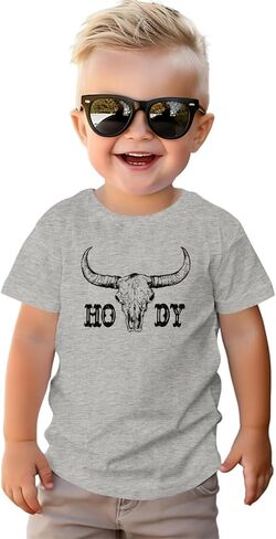 CM C & M Wodro Toddler Boy Girl Howdy Shirt Rodeo Cowboy T-Shirt Retro Western Graphic Tee Chil in Kuwait
