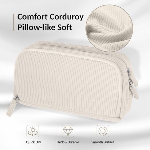 Sooez Big Capacity Pencil Case Pen Pouch, Soft Corduroy Pencil Bag with 3 Compartment, Multiple Pockets, Sturdy Zipper, Cute School Supplies Pen Bag Organizer For Teen Girls College in Kuwait