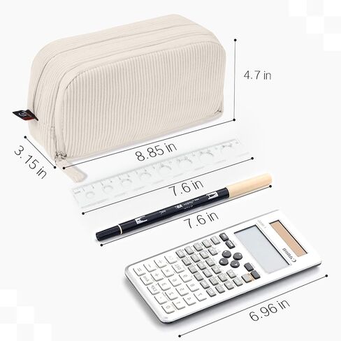 Sooez Big Capacity Pencil Case Pen Pouch, Soft Corduroy Pencil Bag with 3 Compartment, Multiple Pockets, Sturdy Zipper, Cute School Supplies Pen Bag Organizer For Teen Girls College in Kuwait