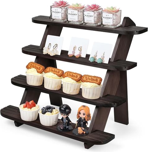 Wooden Display Riser Stand, Cologne Organizer for Men - Farmhouse Rustic Table Riser for Jewelry, Perfume, Cupcakes, Vendor Booths, Spices & Home Decor（Natural Brown） in Saudi Arabia