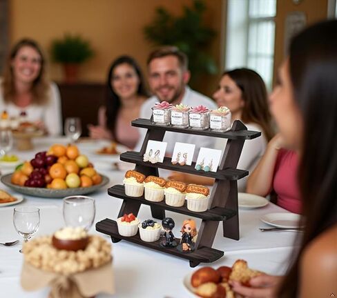Wooden Display Riser Stand, Cologne Organizer for Men - Farmhouse Rustic Table Riser for Jewelry, Perfume, Cupcakes, Vendor Booths, Spices & Home Decor（Natural Brown） in Saudi Arabia