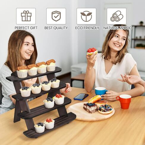 Wooden Display Riser Stand, Cologne Organizer for Men - Farmhouse Rustic Table Riser for Jewelry, Perfume, Cupcakes, Vendor Booths, Spices & Home Decor（Natural Brown） in Saudi Arabia