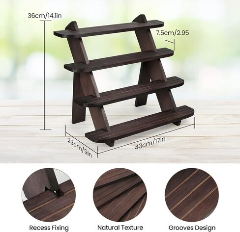 Wooden Display Riser Stand, Cologne Organizer for Men - Farmhouse Rustic Table Riser for Jewelry, Perfume, Cupcakes, Vendor Booths, Spices & Home Decor（Natural Brown） in Saudi Arabia