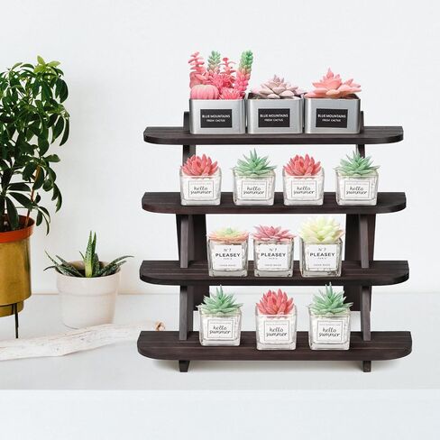 Wooden Display Riser Stand, Cologne Organizer for Men - Farmhouse Rustic Table Riser for Jewelry, Perfume, Cupcakes, Vendor Booths, Spices & Home Decor（Natural Brown） in Saudi Arabia