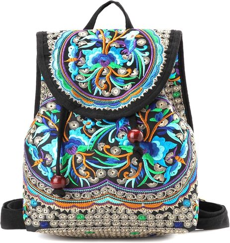 Goodhan Vintage Embroidered Women Backpack Ethnic Travel Handbag Shoulder Bag,12x10x5 inch,Pink in Saudi Arabia