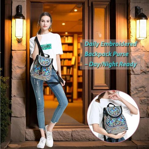 Goodhan Vintage Embroidered Women Backpack Ethnic Travel Handbag Shoulder Bag,12x10x5 inch,Pink in Saudi Arabia