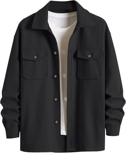 ZAFUL Men's Color Block Single Breasted Corduroy Coat Turn Down Collar Long Sleeve Jacket (4-Light Coffee, XL) in Kuwait