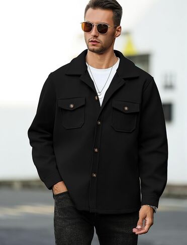 ZAFUL Men's Color Block Single Breasted Corduroy Coat Turn Down Collar Long Sleeve Jacket (4-Light Coffee, XL) in Kuwait