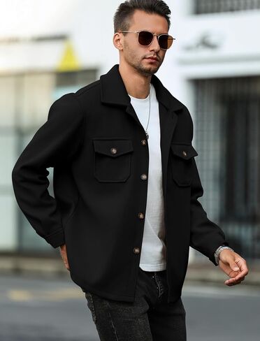 ZAFUL Men's Color Block Single Breasted Corduroy Coat Turn Down Collar Long Sleeve Jacket (4-Light Coffee, XL) in Kuwait