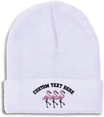 Beanies for Men Pink Flamingos Embroidery Wild Animals Winter Hats for Women Acrylic Skull Cap 1 Size in Saudi Arabia