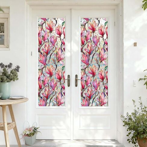 2 Pack Daisy Rainbow Rainbow Window Privacy Film,17 x 39.37 inches 3D Stained Glass Window Film Decals, Static Cling Sticker Non-Adhesive for Room Home in Saudi Arabia