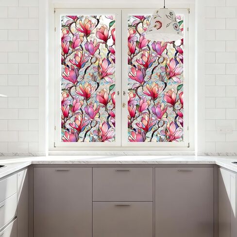 2 Pack Daisy Rainbow Rainbow Window Privacy Film,17 x 39.37 inches 3D Stained Glass Window Film Decals, Static Cling Sticker Non-Adhesive for Room Home in Saudi Arabia