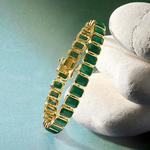 Ross-Simons 25.00 ct. t.w. Bezel-Set Emerald Bracelet in 18kt Gold Over Sterling in Saudi Arabia