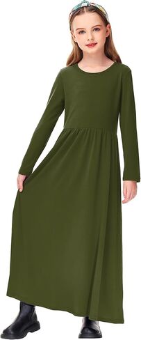 Deerose Girls Maxi Dress Casual Holiday Long Dresses with Pockets 5-14 Years in Kuwait