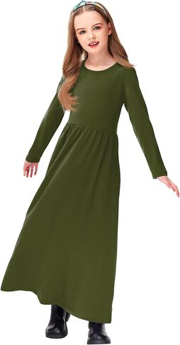 Deerose Girls Maxi Dress Casual Holiday Long Dresses with Pockets 5-14 Years in Kuwait