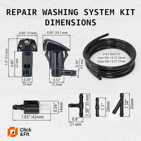 Click&Fit Windshield Washer Nozzles compatible with Kia and Hyundai from 2000 to 2013, Sorento 2002-2009, Optima Sportage 05-10, Sonata 2002-2010, Elantra Santa Fe Tucson – Wiper spray jets 2pcs in Kuwait
