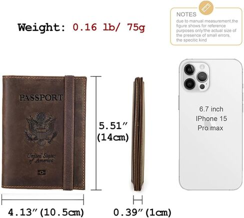 Full Grain Leather Airtag Passport Holder RFID Blocking Travel Passport Wallet Slim Passport Cover Case for 2 Passports with 5 Card Slots in Kuwait
