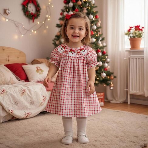 طفل فتاة صيفية لباس الفراولة تطريز الأكمام ذبابة مخططة مزخرفة فستان لطيف A-line sundress in Kuwait