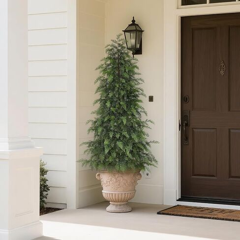 YXZZWL 3FT Real Touch Cedar Topiary Trees for Front Porch Decor, Artificial Shrubs Faux Plants Potted UV Resistant Fake Greenery for Outdoor Indoor Door Garden Farmhouse Home Decoration (Set of 2) in Saudi Arabia
