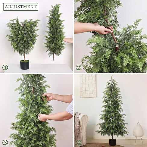 YXZZWL 3FT Real Touch Cedar Topiary Trees for Front Porch Decor, Artificial Shrubs Faux Plants Potted UV Resistant Fake Greenery for Outdoor Indoor Door Garden Farmhouse Home Decoration (Set of 2) in Saudi Arabia